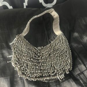 Zara embellish gunmetal bag